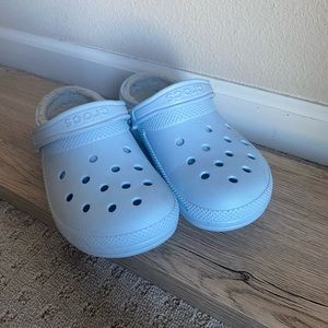 Crocs. Light Blue fuzzy